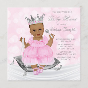 Convite de Churrasco de Bebê Princesa Étnica Rosa