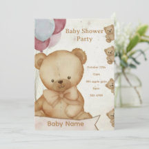Convite de Churrasco de Bebê Ursinho Teddy Vintage