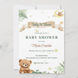 Convite de Churrasco de Bebê Urso de Pelúcia "Baby