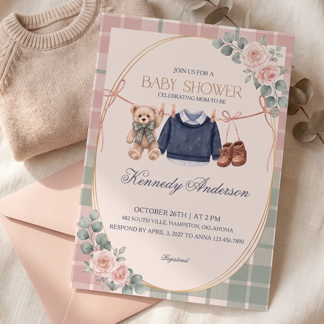 Convite de Churrasco de Bebê Urso de Pelúcia Prepp (Criador carregado)