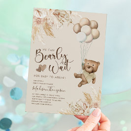Convite de Churrasco de Bebê Urso Teddy Boho Rústi