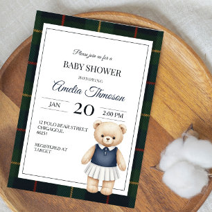 Convite de Churrasco de Bebê Urso Teddy de Luxo Ch