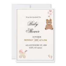 Convite de Churrasco de Bebê Urso Teddy Elegante
