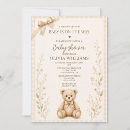 Convite de Churrasco de Bebê Urso Teddy Neutro