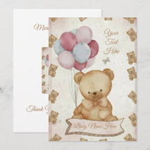 Convite de Churrasco de Bebê Urso Teddy Vintage