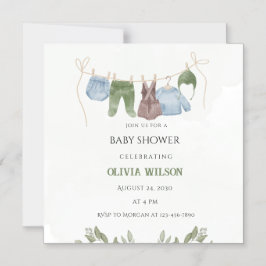 Convite de Churrasco de Bebê Verde Pastel Bege