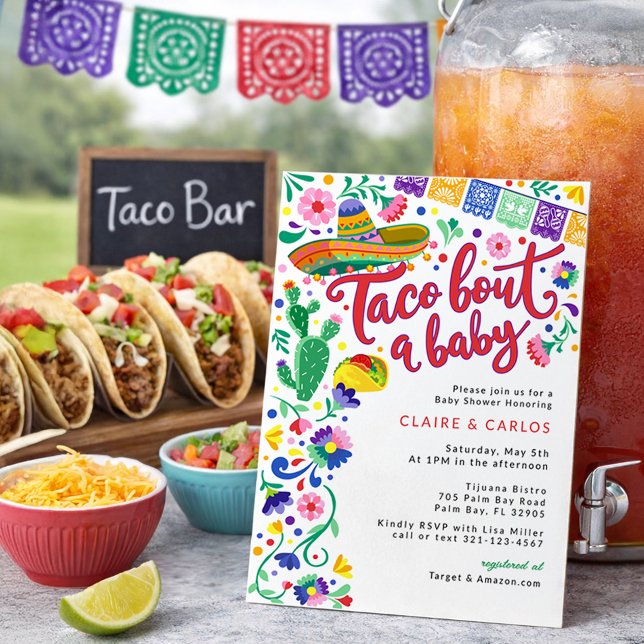 Convite de Churrasco de Bebê: Vibrante Festa Mexic (Fiesta Baby Shower Invite)