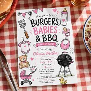 Convite de Churrasco de Bebês para Chá de Bebê