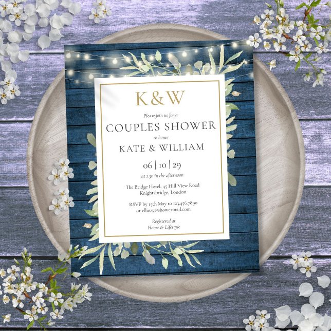 Convite de Churrasco de Casal com Monograma Rústic (Budget Rustic Monogram Couples Shower Invite)