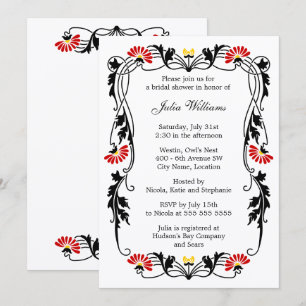 Convite de Churrasco de Noiva Elegant Leaf Florals