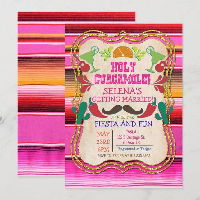 Convite de Churrasco de Noiva Fiesta Mexicana (Frente/Verso)