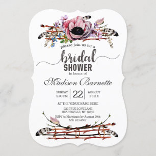 Convite de Churrasco de Noiva Floral Boho Chic Blu