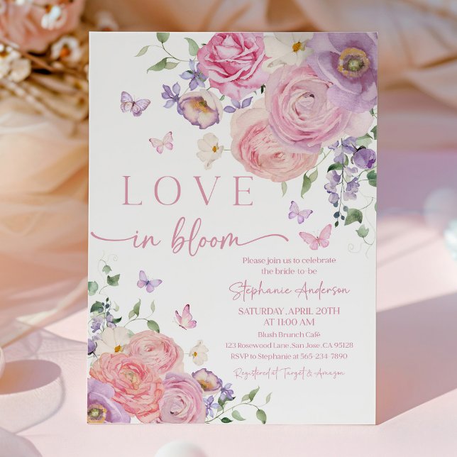 Convite de Churrasco de Noiva Floral Pastel Românt (Criador carregado)