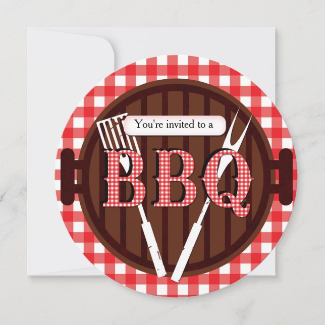 Convite de Churrasco de Xadrez Country BBQ (Frente)