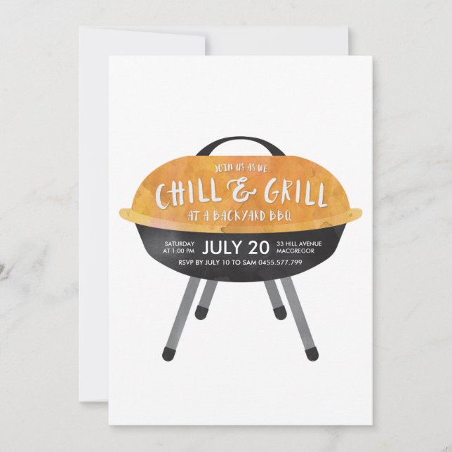 Convite de Churrasco e Festa Chill and Grill (Frente)
