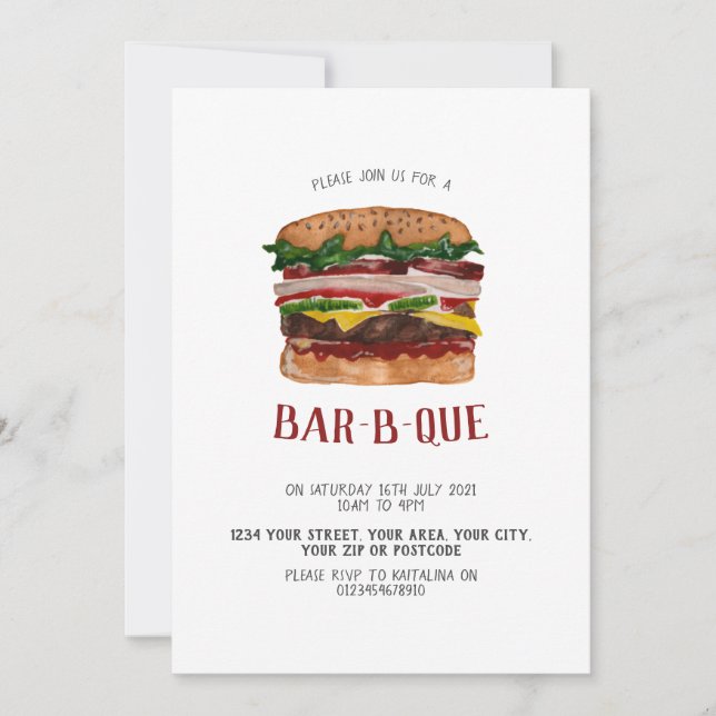 Convite de churrasco hambúrguer gigante (Frente)