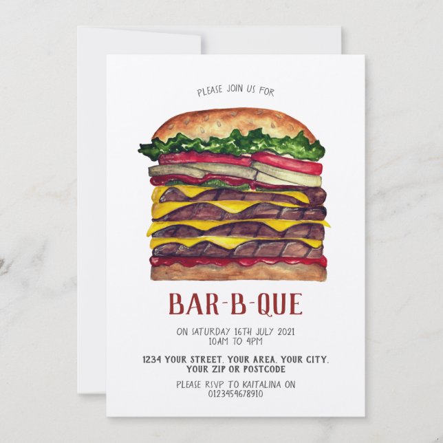 Convite de churrasco hambúrguer gigante (Frente)
