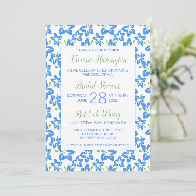 Convite de Churrasco Nupcial Floral Pintado Chic A (Em pé/Frente)