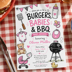 Convite de Churrasco para Chá de Bebê Burgers Babi