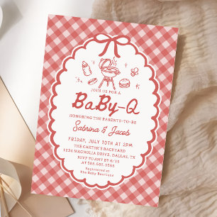 Convite de Churrasco Vermelho Baby-Q Baby Shower