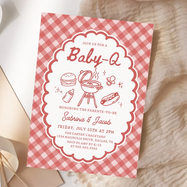 Convite de Churrasco Vermelho Baby-Q Chá de Bebê (Criador carregado)
