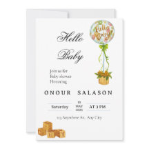 Convite de Chuva de Balões Elegante Olá Bebê