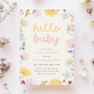 Convite de Chuvá de Bebê Boho Flor Silvestre