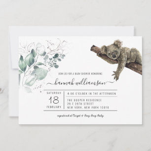 Convite de Chuvá de Bebê Koala Selva