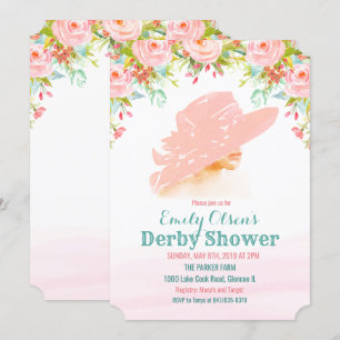 Convite de Chuva de Derby Floral de Chapéu de Aqua