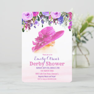 Convite de Chuva de Derby Floral de Chapéu de Aqua