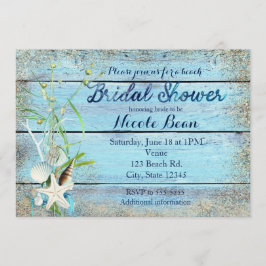 Convite de CHUVA DE NOIVA Tropical Blue Wood Beach