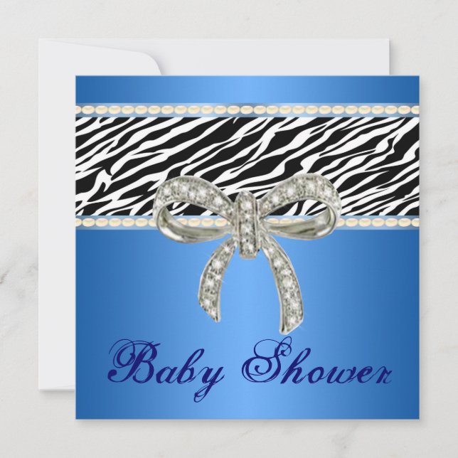 Convite de Chuvada de Bebê Arco de Diamante Zebra  (Frente)