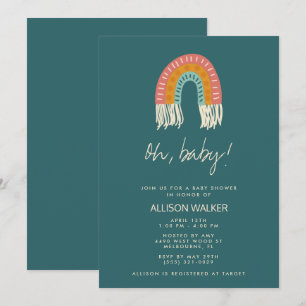 Convite de Chuvada de Bebê Arco-Íris Boho Neutro e