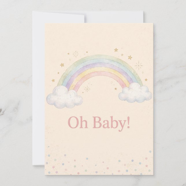 Convite de Chuvada de Bebê Arco-Íris Oh Baby (Frente)