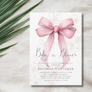 Convite de Chuvada de Bebê Baby in Bloom Blush Bow