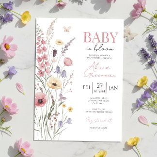 Convite de Chuvada de Bebê Baby in Bloom com Flore