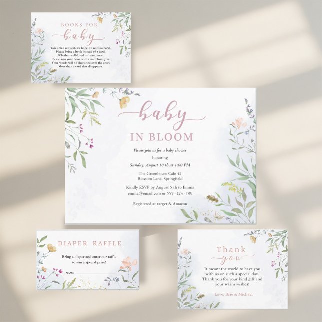 Convite de Chuvada de Bebê Baby in Bloom Floral  (Criador carregado)