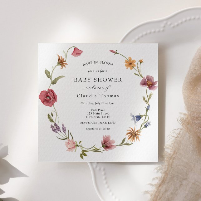 Convite de Chuvada de Bebê Baby in Bloom Wildflowe (Criador carregado)