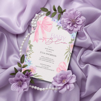Convite de Chuvada de Bebê Bebê em Flor com Laço R