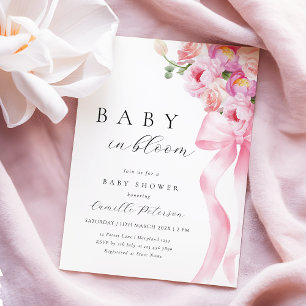 Convite de Chuvada de Bebê Bebê em Flor com Laço R