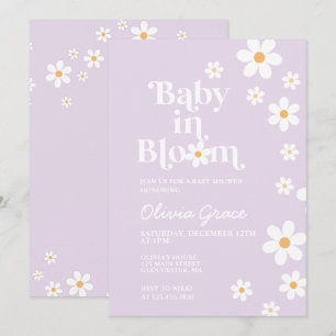 Convite de Chuvada de Bebê Bebê em Flor roxa Daisy