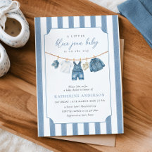 Convite de Chuvada de Bebê Blue Jean Baby