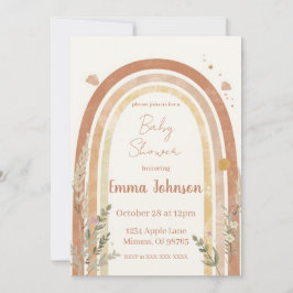 Convite de Chuvada de Bebê Boho Arco-Íris – Aquare