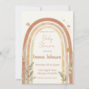 Convite de Chuvada de Bebê Boho Arco-Íris – Aquare