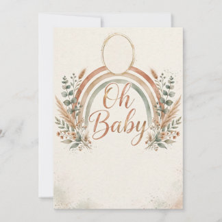 Convite de Chuvada de Bebê Boho Arco-Íris Oh Baby