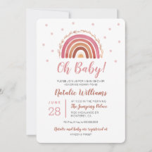 Convite de Chuvada de Bebê Boho Arco-Íris Oh Baby