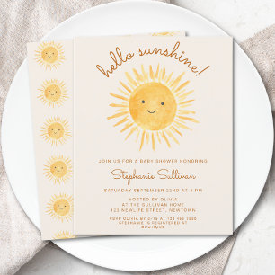 Convite de Chuvada de Bebê Boho Hello Sunshine com