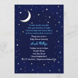 Convite de Chuvada de Bebê Celestial Lua Azul & Es