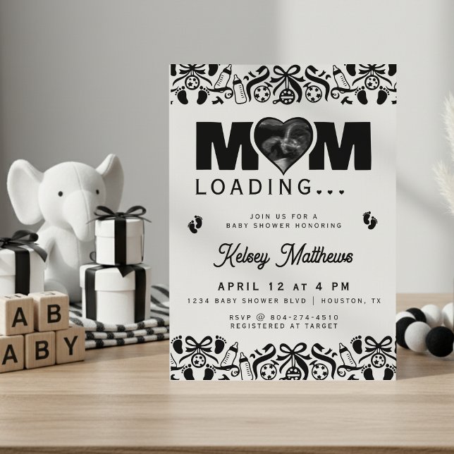 Convite de Chuvada de Bebê com Foto de Ultrassom d (Mom Loading Ultrasound Photo Baby Shower Invitation
)