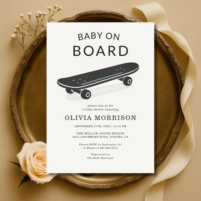 Convite de Chuvada de Bebê com Skateboard Baby on  (Criador carregado)